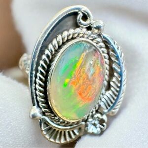 Elegant Ethiopian Fire Opal Sterling Silver Ring (8)